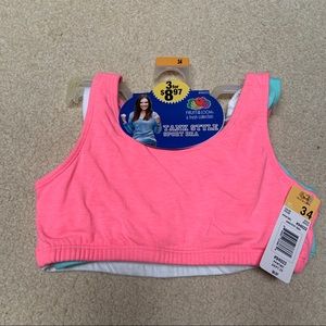 3 Pack of Fruit of the Loom Girls’ Tank Style Sports Bra NWT